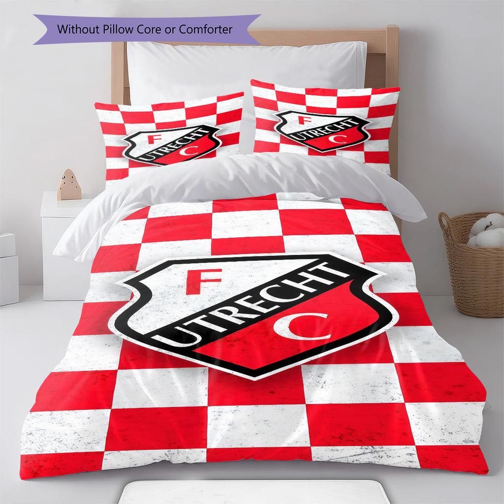 FC Utrecht  Pattern Bedding Quilt Set Quilt Cover Pillowcase Home Decoration Birthday Gift (1 * Duvet Cover + 2 * Pillowcase, Without Core)