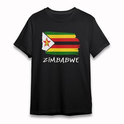 T-shirt Classica da Uomo in Cotone Simbolo Nazionale dello Zimbabwe Maglietta Corta Oversize Nera