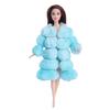 30cm Barbie Doll Fashion Set: Long Faux Fur Coat & Plush Short Jacket