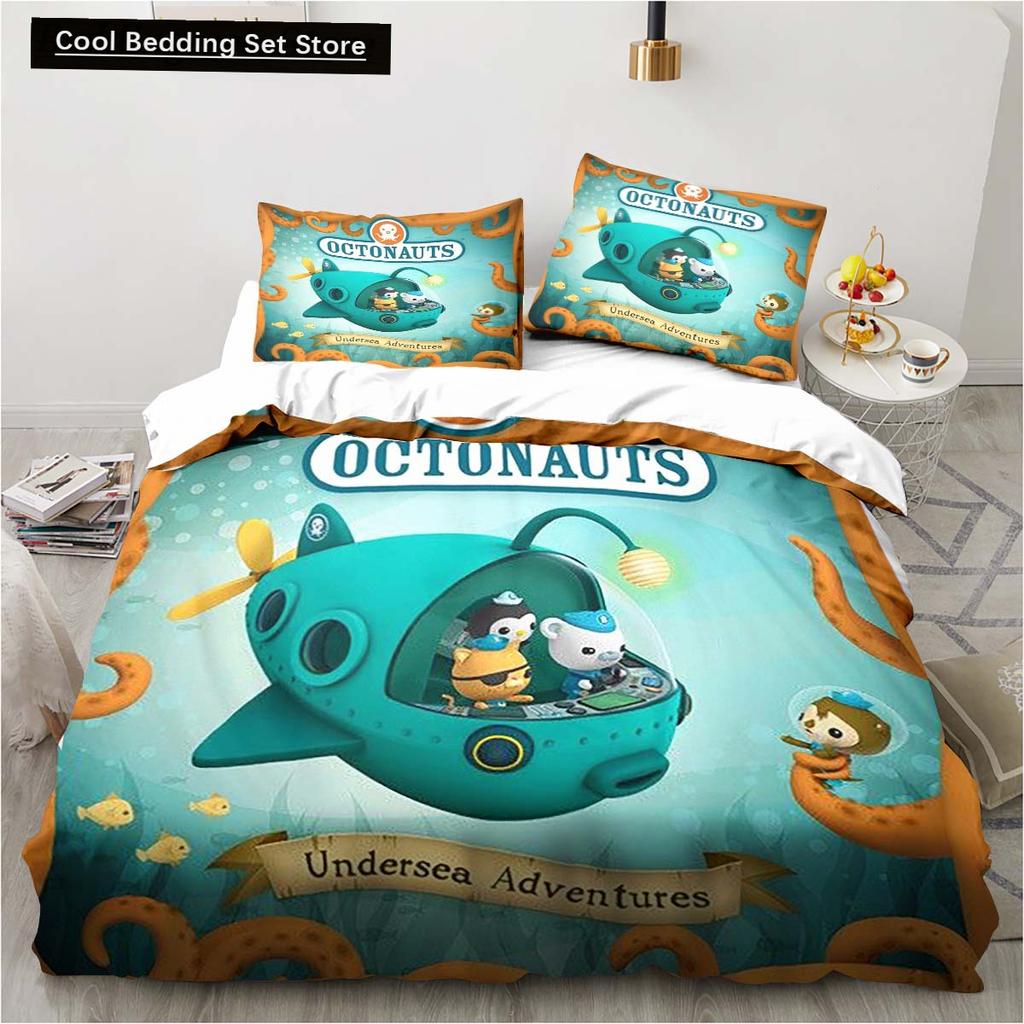 New 3D Cartoon Octonauts 2/3PCS Bedding Set Bedroom Single Double Bed King Size Quilt Cover And Pillowcase Kid's Birthday Gift