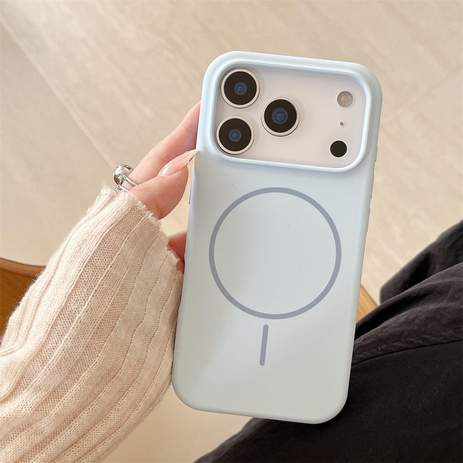 Luxury Skin Feel Magnetic Phone Case For iPhone 17Air 16 ProMax 15 14Plus 13 12 11 Wireless Charging Liquid Silicone Shockproof Cover Fundas