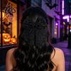 Dark Style Hair Clip Halloween Bat Mesh Bow Spring Clips, Black White Lace Spider Web Durable Barrettes, Gothic for Women Cosplay Costume Accessory