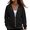 Women's Color Loose Fit Hooded Jacket with Zipper Winter Coat