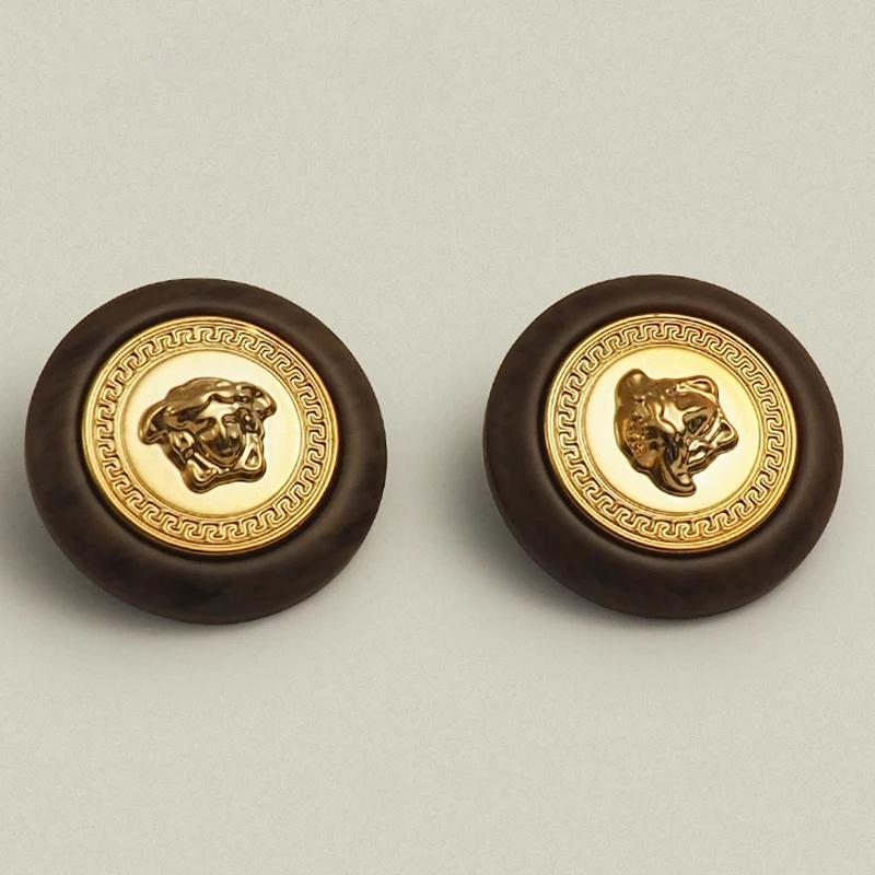 10Pcs Retro Luxurious Medusa Head Buttons Resin Metal Round Sewing Button Handsewn Buttons Coat Windbreaker Clothing Accessory