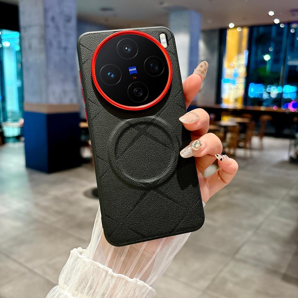 Case For VIVO X200 Ultra X200 X200 Pro Mini Hard Magnetic Attraction The Same Color X Printed Leather Hardware Lens/Button Cover