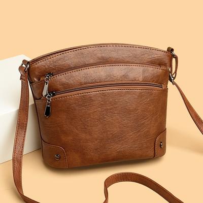 New Multi-layer Bucket Bag Messenger Bag Retro Shoulder Bag Light Luxury Fashion Versatile Multi-functional Messenger Bag Women