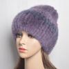 Genuine Real Natural Knitted Mink Fur Hat Luxury Women Handmade Knit Fashion Winter Warm Headwear Beanies Cap