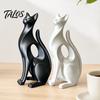 Figurine de Chat Imprimée en 3D, Sculpture de Chat Géométrique Moderne, Décoration d'Art Minimaliste pour Entrée Bureau Étagère, Cadeau pour Amoureux des Chats