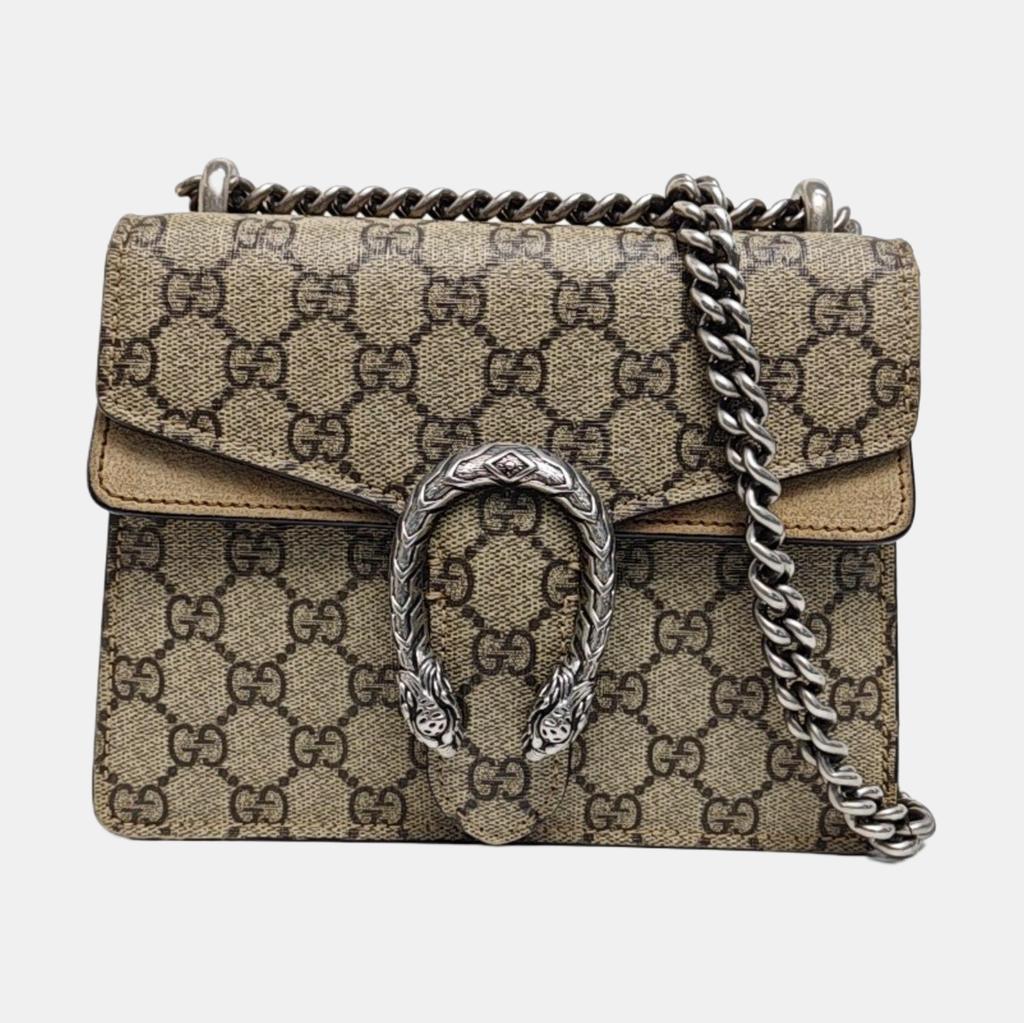 [Pre-Owned] Dionysus Tiger Head Buckle Logo Chain Shoulder Bag Canvas Crossbody Mini - Very Good #10E2MZC
