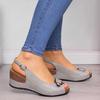 European American Plus Size Wedge Sandals - Thick Sole, Open Toe, Single Strap Buckle, Summer Outdoor, Size 43