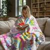 Sanrio All Star Characters Flannel Blanket Kawaii Hello Kitty Kuromi Cinnamoroll Rainbow Print Throw Bed Sofa Room Aesthetic