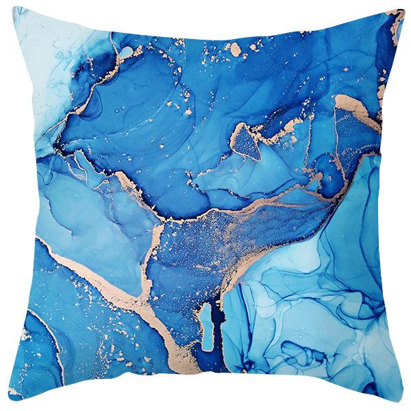 Neuer Blau Gold Marmor Pfirsichleder Samt Kissenbezug Modern Abstrakt Dekorativer Kissenbezug Heim Kissenbezug