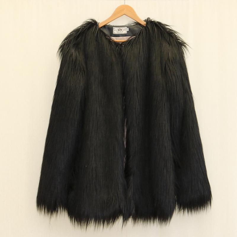 Women's fur jacket imitation beach sheep hair medium and long coat washed fox hair long sleeves large size floating hair top