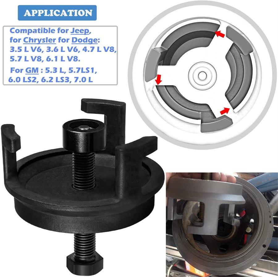 25264 Harmonic Balancer Puller Engine Quickly Removes Harmonic Balancers Puller Without Tapped Holes For GM Dodge...