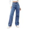 Women Vintage Casual High Waisted Straight Leg Washed Denim Long Pants
