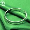 New Style 925 Sterling Silver Smooth Round Opening Adjustable Bangle Women's Birthday Party Gift Simple Jewelry Accessories