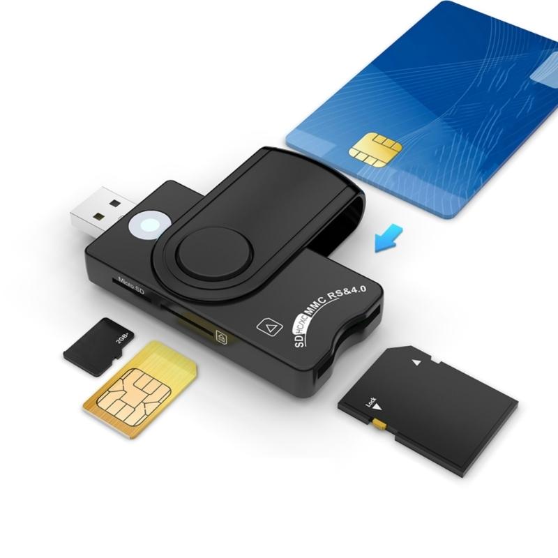 USB3.0 Card Reader for SDTF SIMs IDs IC Cards Fast Speed Compatibility with Win