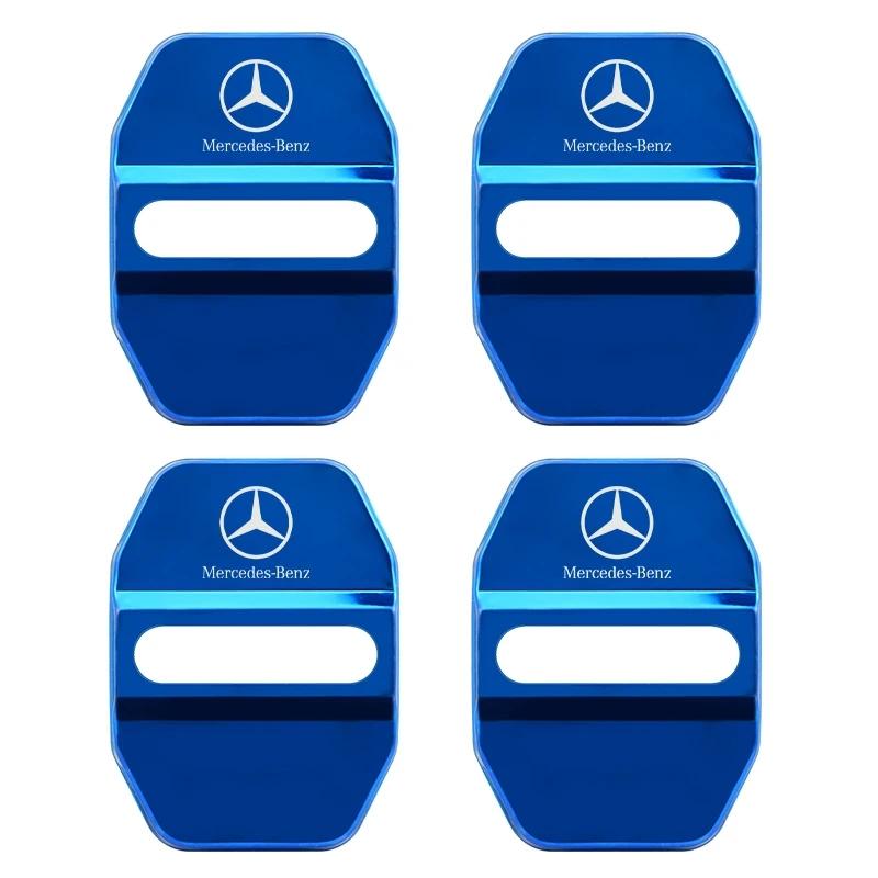 4Pcs Car Door Lock Cover Stainless Steel Protection Accessories For Mercedes Benz AMG A B C E S G Class W201 W210 W108 W205 W203 Interior Mirrors 6