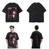 Manga Cowboy Bebop Spike Spiege Grafik T-Shirt Vintage Gewaschen Oversize T-Shirts Kurzarm Baumwolle Weiches Tee Herren Damen Kleidung