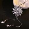 Elegant Snowflake Crystal Pendant Long Necklace For Women With Alloy Chain