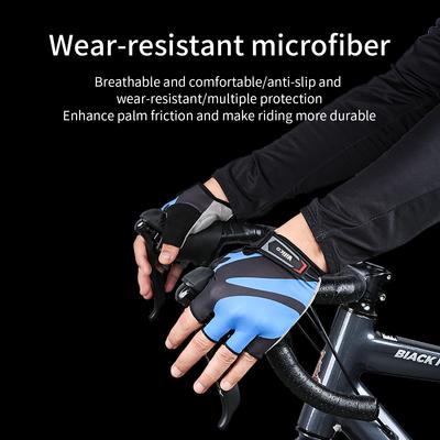 Summer Cycling Gloves Half Finger Shock Absorbing Breathable for Outdoor Road Bike Riding Anti-Slip Durable Sports Grip Wear