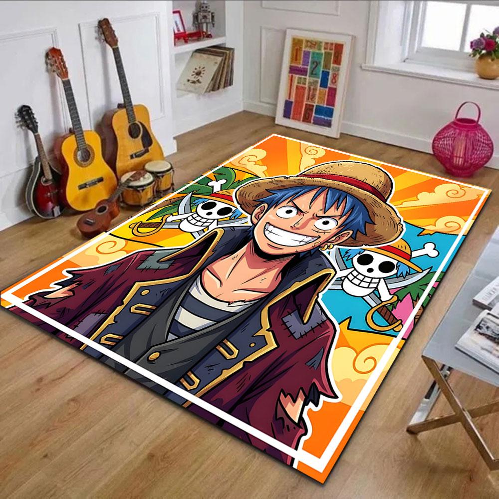 Pirate Adventure Cartoon Style Patterned Carpet, Non Slip Mat Suitable for Living Room and Bedroom Sofas