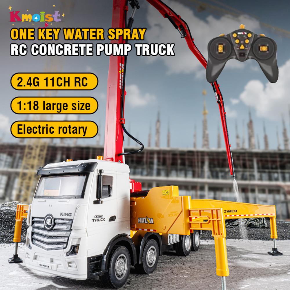Huina 1381 2.4G Rc Metal Cement Pump Truck 1/18 11Ch Alloy Concrete Pump Truck Engineering Model Toys For Boys Birthday Gifts