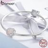 BAMOER Genuine 925 Sterling Silver Blooming Buds Clear Cubic Zircon Beads Charms Fit Bracelets DIY