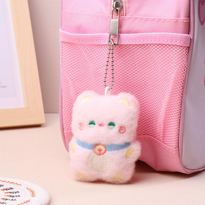 Cartoon Plush Cat Doll Squeaky Toy Stuffed Animal Doll Keychain Cute Bag Pendant Backpack Charms Key Holder Couple Gifts
