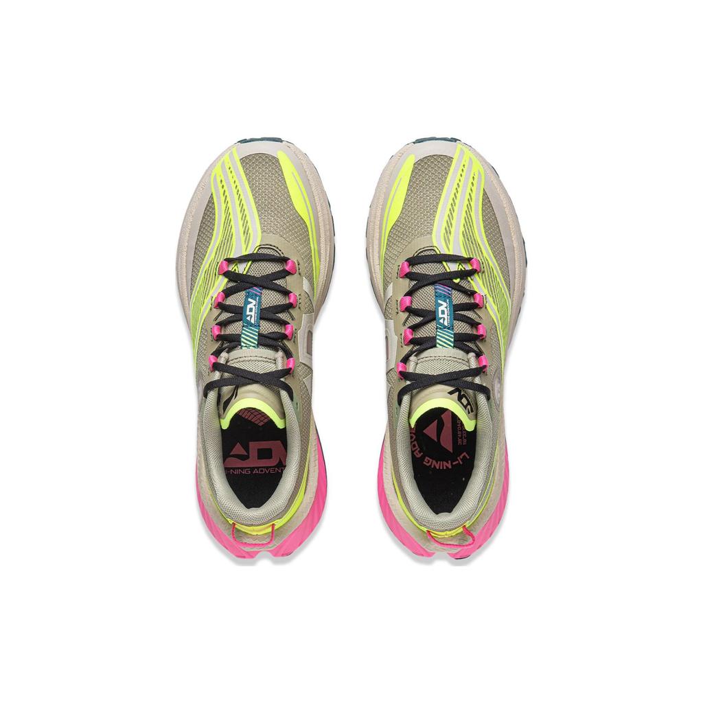 Li Ning Cushioning Slip Resistant Abrasion Resistant Low top Trail Running Shoes Women's Green Yellow ARNT004-6