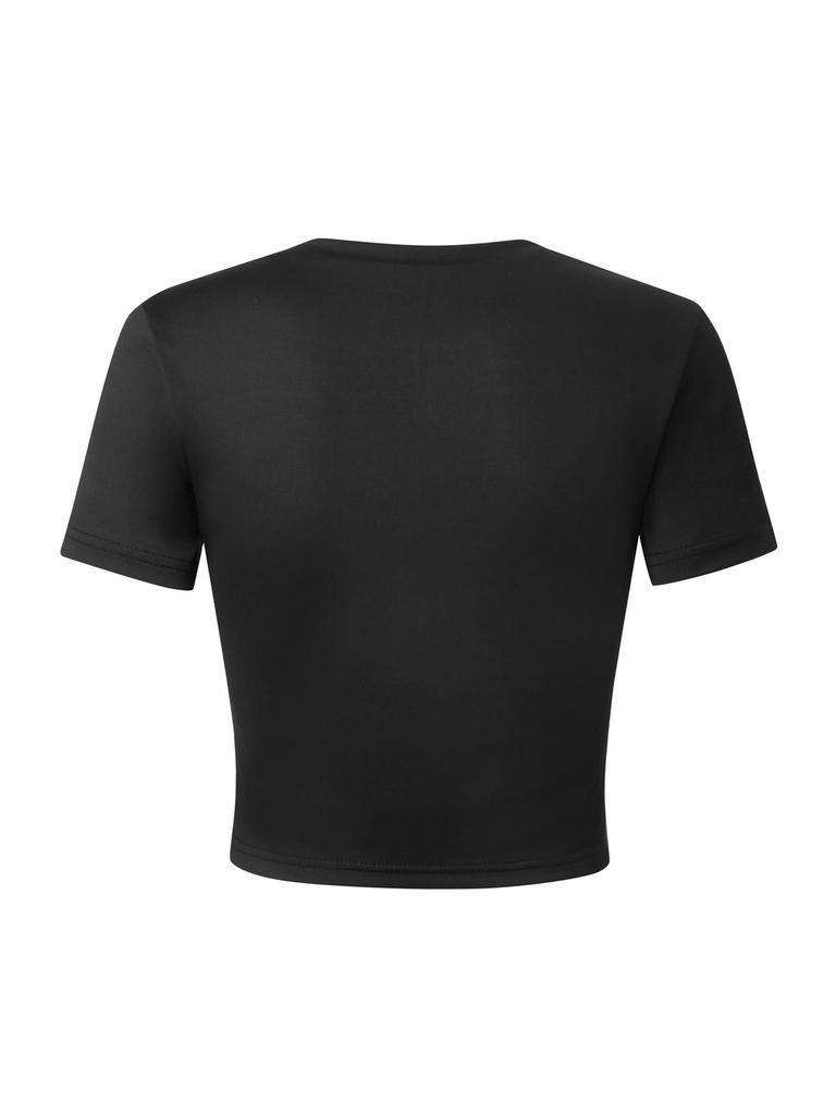 Y2K Spicy Girl Women's Letter Print Slim-Fit Cut-Out Cotton Crop Top