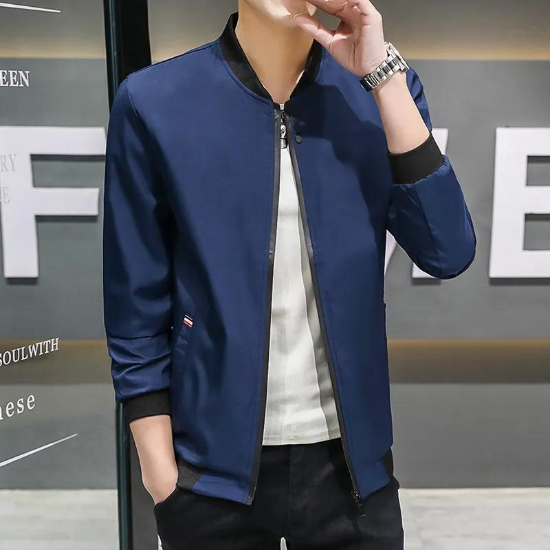 Spring and Autumn Men's Jacket Coat Simple Solid Baseball Neck Zipper Windbreaker Coat Cycling Coat Plus Size