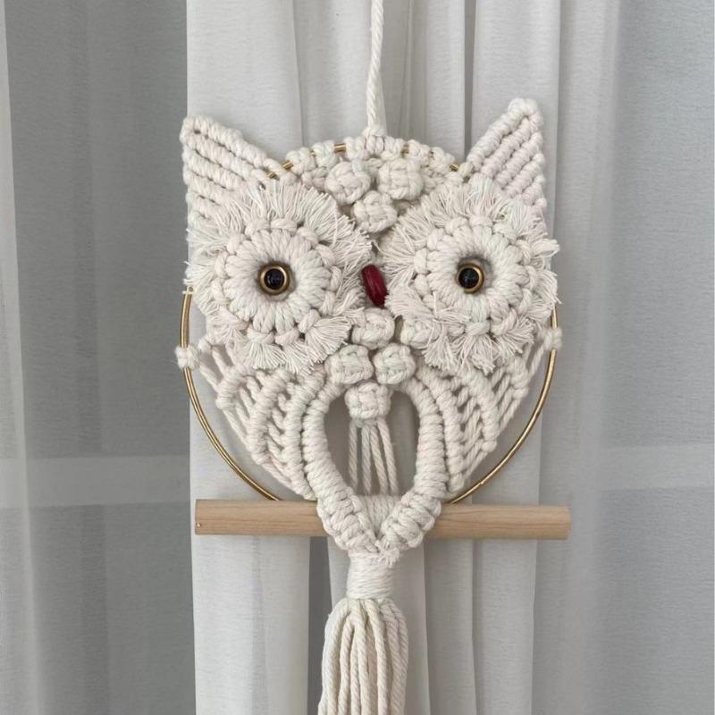 1pcs Handwoven Cotton Owl Wall Hanging | Nordic Bohemian Tapestry with Tassels Rope Decor Home Decoration Supplies