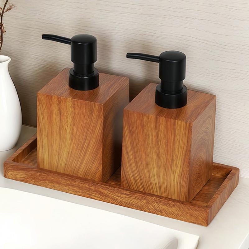 Elegant Wood Texture Resin Lotion Dispenser With Foam Pump For Shampoo Body Wash Hotel Homes Bathroom Essential