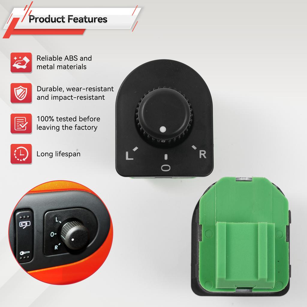 Side Mirror Knob Switch Rearview Adjustment Control 1J1959565A For VW 1998-1999 Golf 2002-2005 Jetta 98-10 Beetle 98-05 Passat