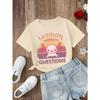 Hot-selling T-shirt for Girls with Funny 'IAXOLOTI QUESTIONS' Pattern Short-sleeved Top
