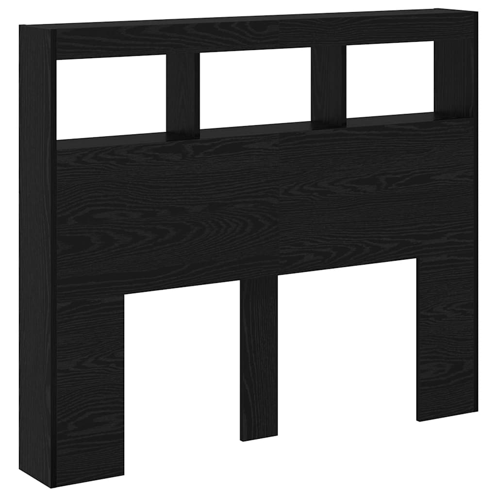Headboard In Black Oak Look 120 X 17 X 102 Cm Engineered Wood