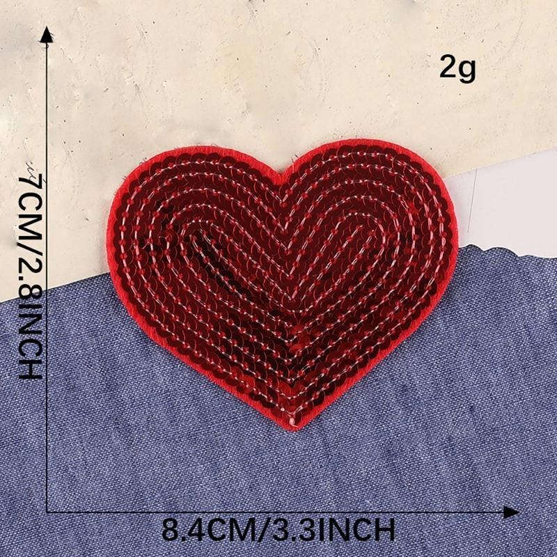 652F 10 Pcs Heart Iron on Patches Heart Patches Sewing on Applique Embroidered Patches for Clothes Bag Coat