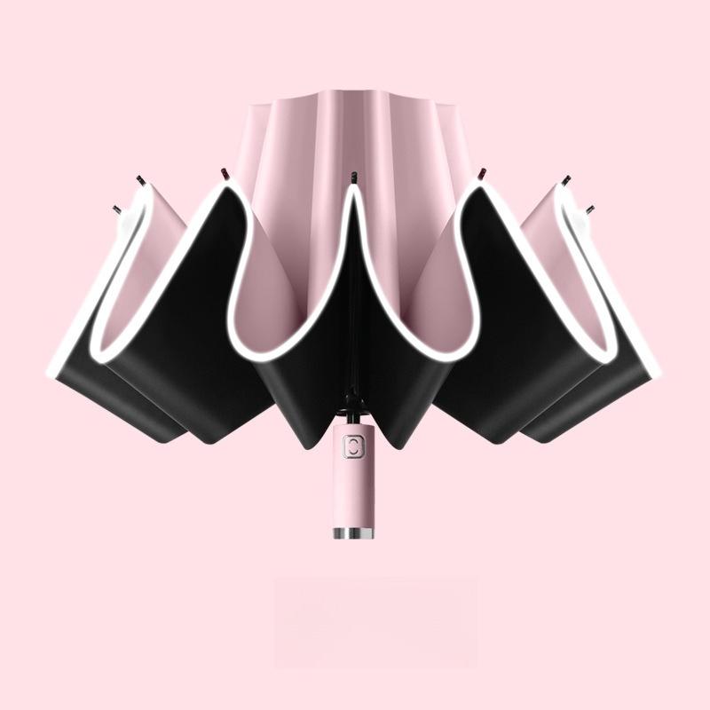 

Премиальный автоматический зонт-наоборот UPF50+ Защита от солнца и дождя Двойная защита Компактный складной Оптовая продажа зонтов для всех взрослых metal-fiber composite&10K розовый