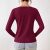 Womens Plus Size Solid Color Long Sleeve Top V-Neck Casual Loose Fit Daily Wear Fall 2025