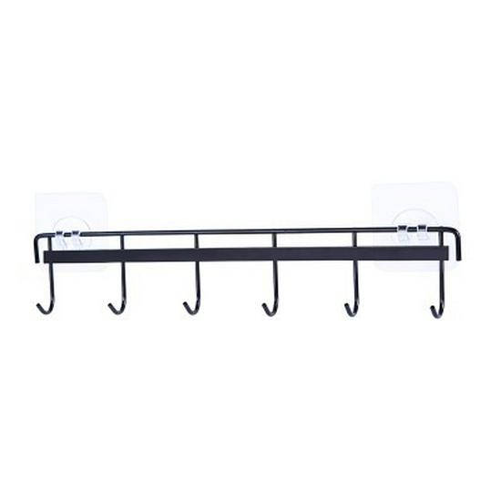 Iron Six-Hook Strong Adhesive Wall-Mounted Kitchen & Bathroom Hook - Punch-Free, Traceless Design