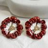 Vintage Gold Enamel Flower Ear Clips - No Piercing Needed