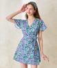 Bonide [Set] Cover-Up Wrap Swimsuit Set Flower Berry Purple