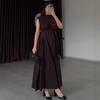Europe, America, the new summer vacation style temperament pleated sleeveless lace-up big pendulum long dress