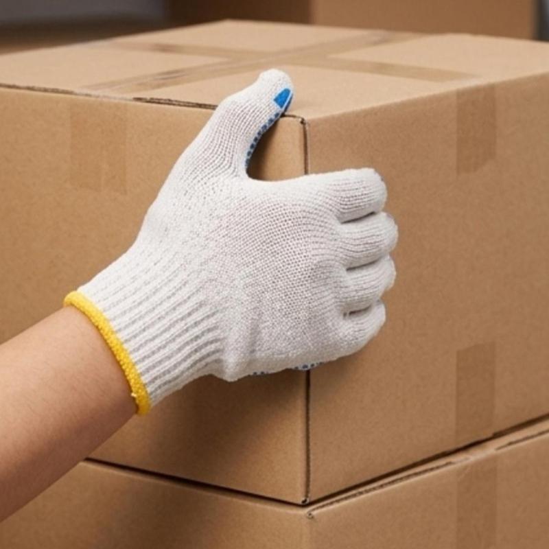 Anti Slip Work Gloves for Construction Beaded Palm Grip Cotton Safety Gloves for Breathable Wear Resistant  Protection Gloves