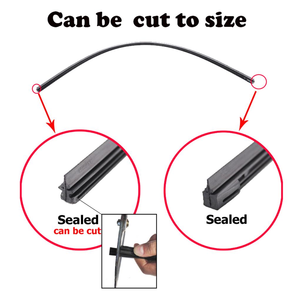 2Pc No Cutting Car Metal Wiper Blade Refill 6mm 14" 16" 22" 24" 26" Windshield Windscreen Wiper Refills Replacement Rubber Wipers Blades 3