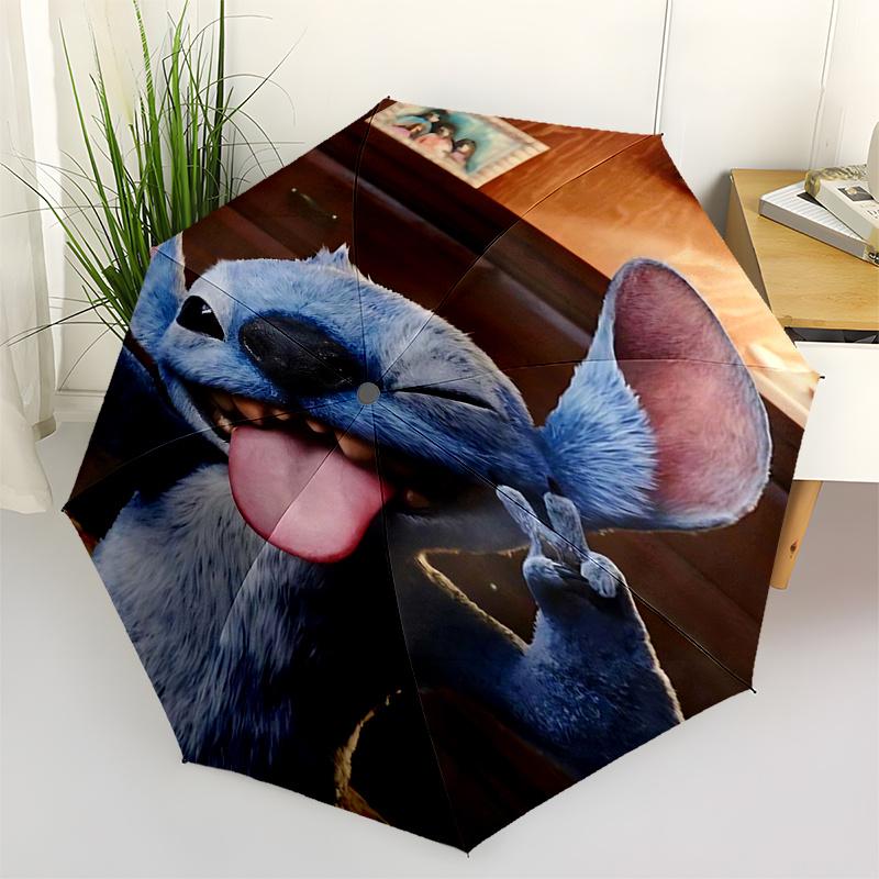 

Stitch Themed Travel Umbrella-8 Ribs Automatic Opening and Closing, Portable Folding Design, Compact and Stylish Umbrella