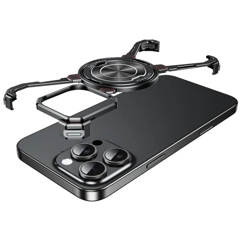 

Eary Minimalist Phone Case for xiaomi 15 Pro with MagSafe Stand 360° Rotatable Aluminum Metal Frameless Cover Wireless Charging For Xiaomi 15 Pro