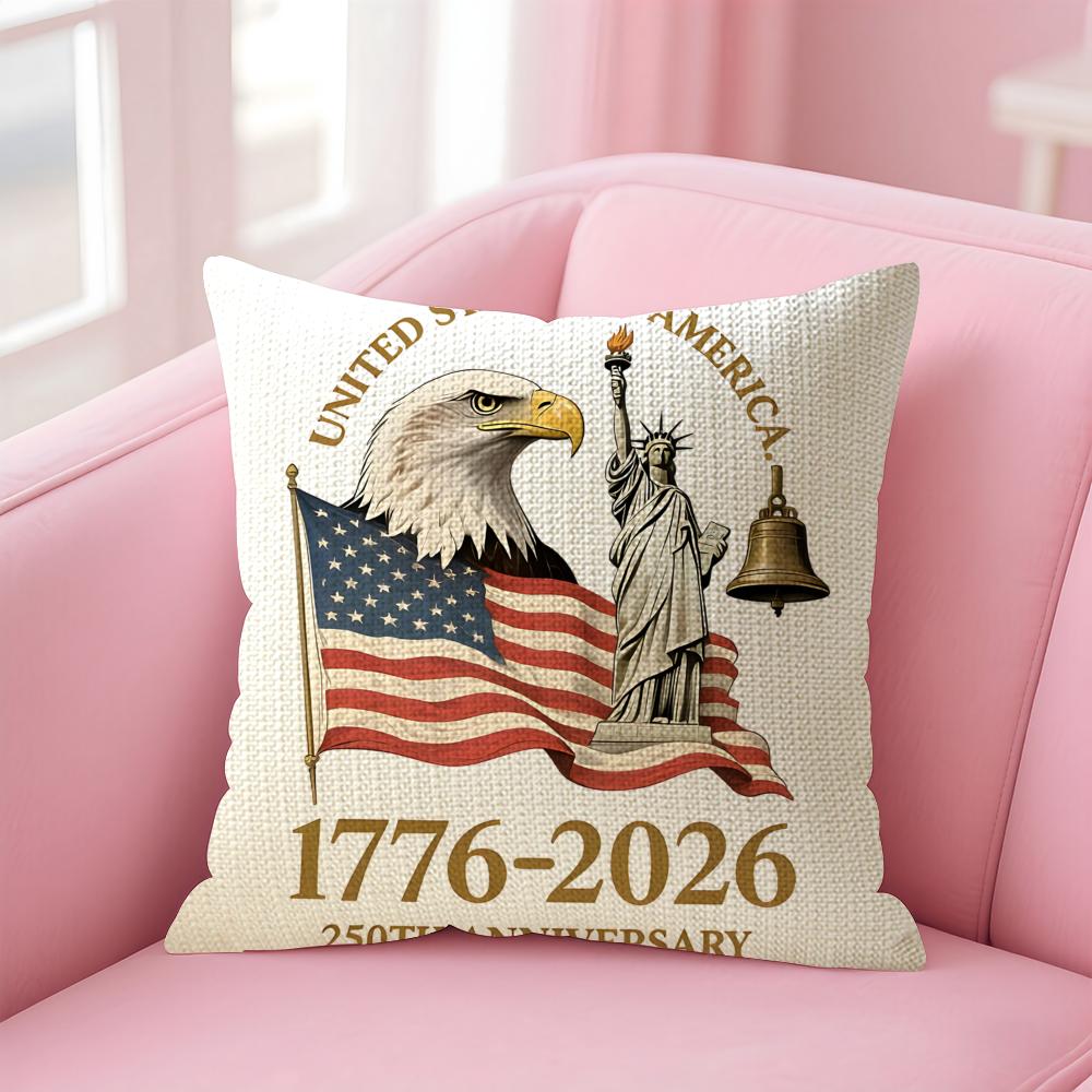 American 250Year 1776- Cushion Cover Natural Linen Pillow Case Double-Sided Print Decorative Sofa Pillowcase Home Decor Gift
