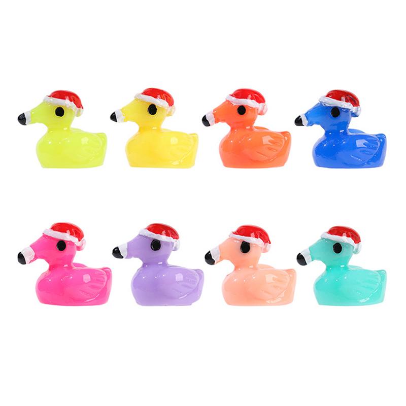 10Pcs/bag Cartoon Cute Christmas Flamingo Mini Model Micro Landscape Resin Crafts Desktop Decoration Fun DIY Decor Accessories